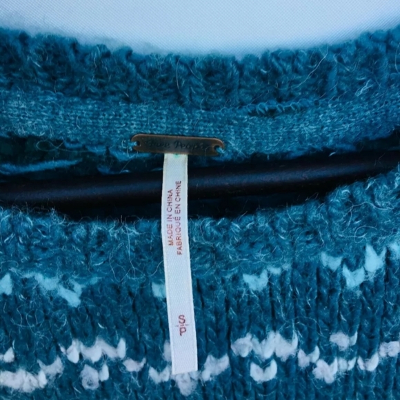 Free People Slouchy Knit Blue Patterned Sweater - Picture 7 of 7